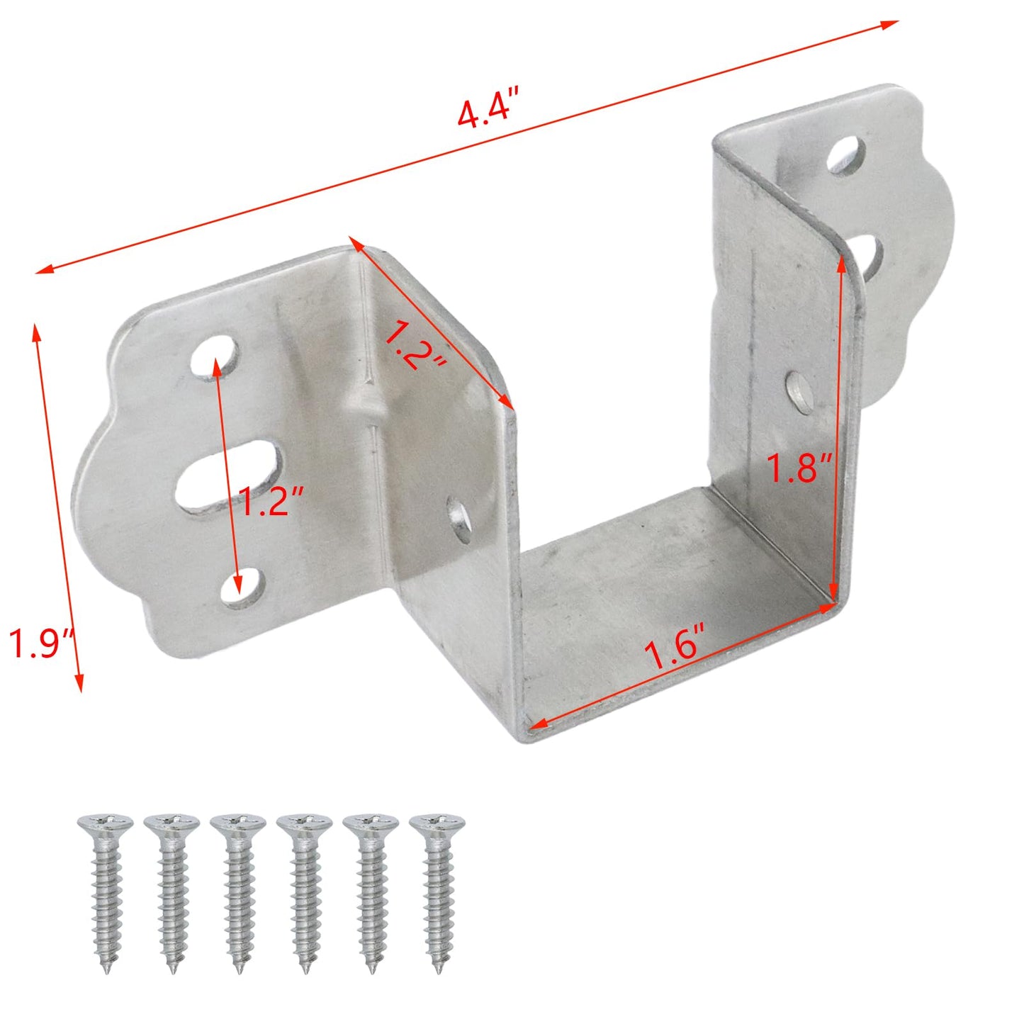 Coshar Bed Frame Bracket Heavy Duty Bed Rail Fittings Stainless Steel U-Shape Bed Frame Support with Screws for Bunk Bed Headboard, Stainless Steel 1.6"