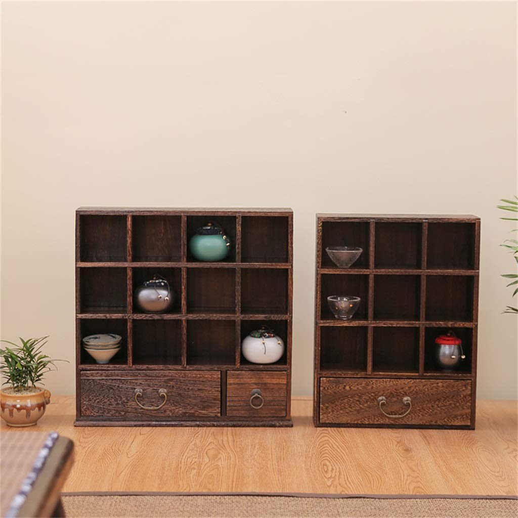 Wine Glass Rack Restaurant Bar Plant Stands Home Solid Wood Storage Rack Teacup Teapot Tea Ceremony Accessories Storage Storage Shelf with Drawer B