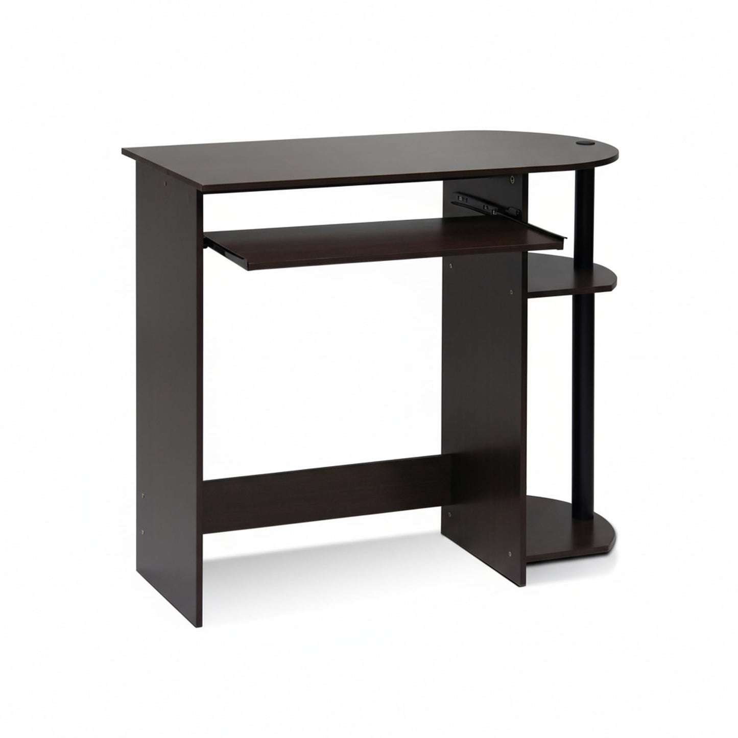 Furinno Simplistic Easy Assembly Computer Desk, With Keyboard Tray, Dark Brown/Black