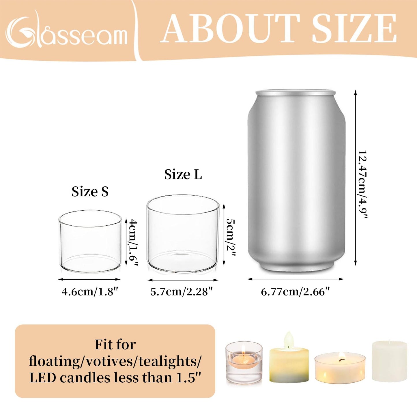 Glasseam Tea Light Candle Holders for Table Centerpiece, Small Clear Glass Votive Candle Holders Set of 24, Cute Mini Floating Tealight Holder for Wedding Centerpieces Birthday Party Decorations