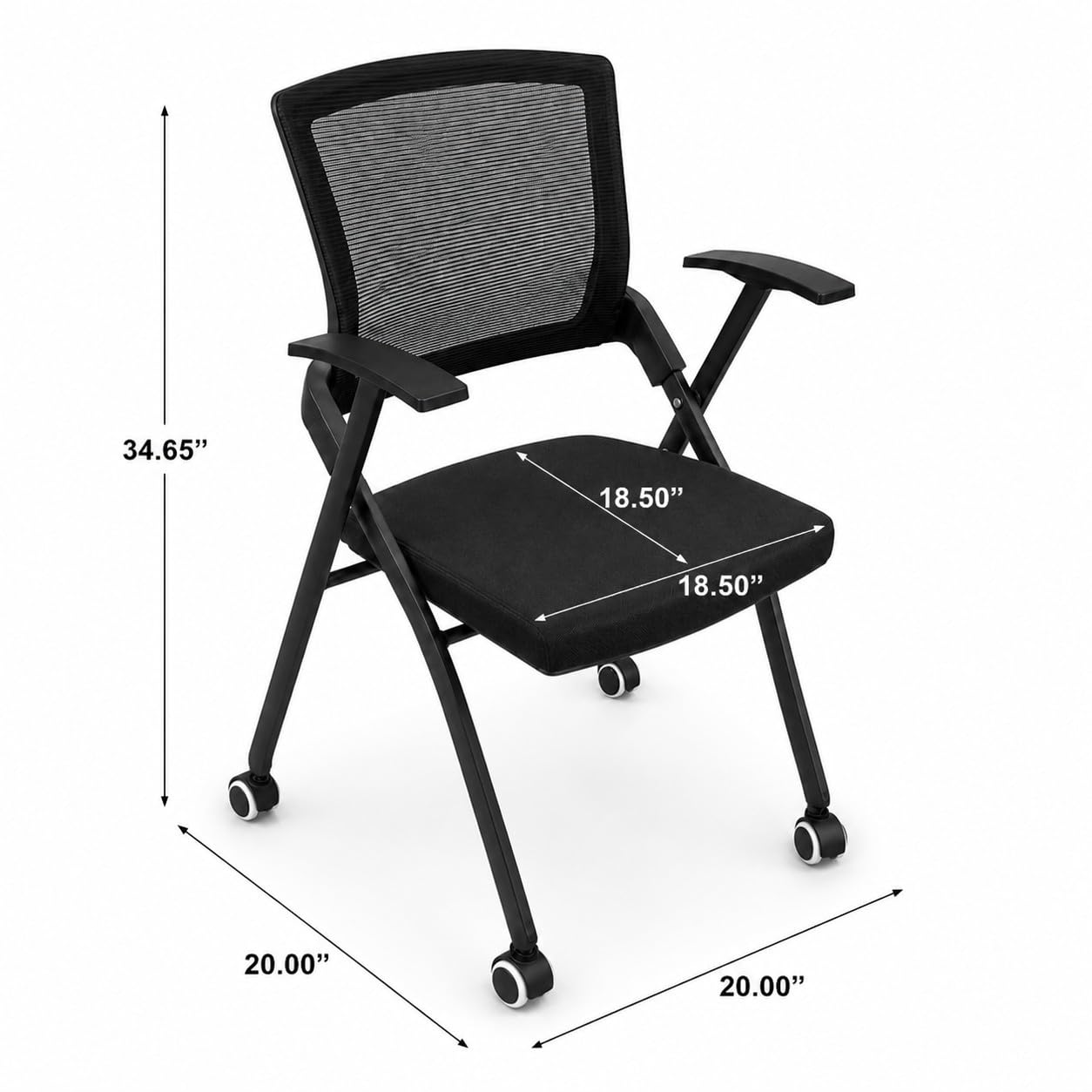 ENCASED Stackable Conference Room Chairs with Wheels, Folding Office Guest Chairs with Mesh Back and Padded Seat - 10 Pack