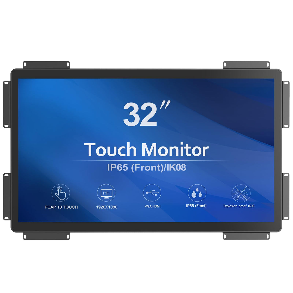 GreenTouch 32 inch 10 Points PCAP Open Frame Touch Screen Industrial LCD Display Monitor HDMI+VGA+DVI Video Port