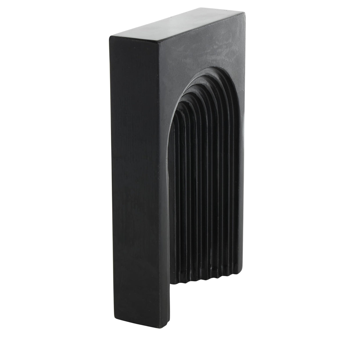 Deco 79 Marble Geometric Decorative Sculpture Rectangular Home Decor Statue with Arched Groove Interior, Accent Figurine 7" x 2" x 11", Black