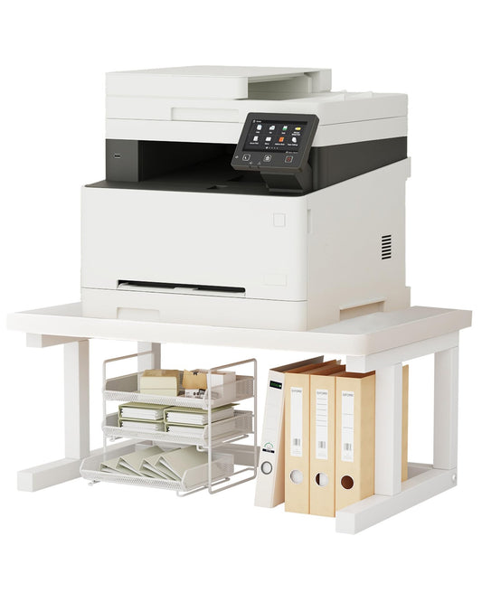 WRITECRY Desktop Printer Stand, 19.7″x 15.7″ 2-Tier Large Printer Shelf fit 3D Laser Printer/Scanner/Fax Machine, Industrial Storage Rack for Home Office Storage, White P5040-W