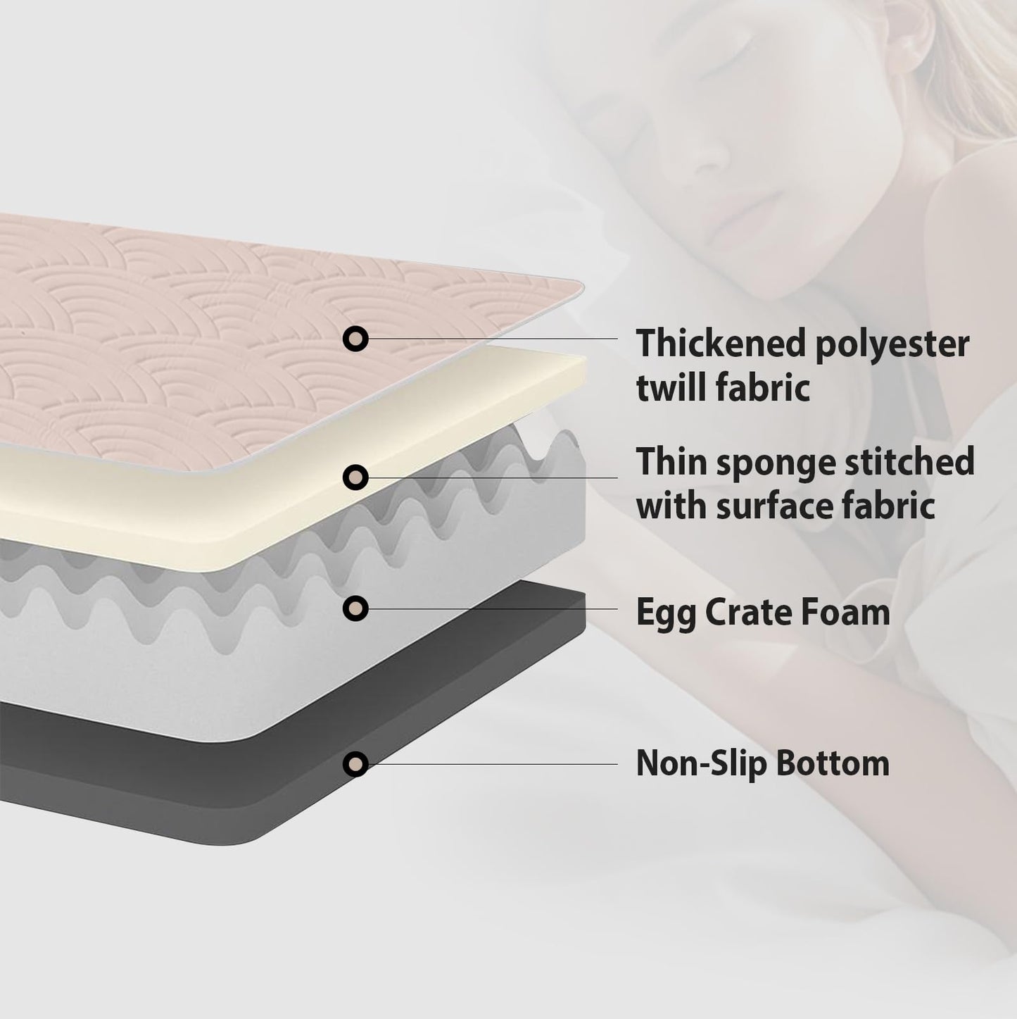 Zelladorra Japanese Floor Mattress, Quilted Futon Mattress with Anti-Slip Bottom, Foldable Floor Bed with Storage Bag and Straps, (Beige, Queen)
