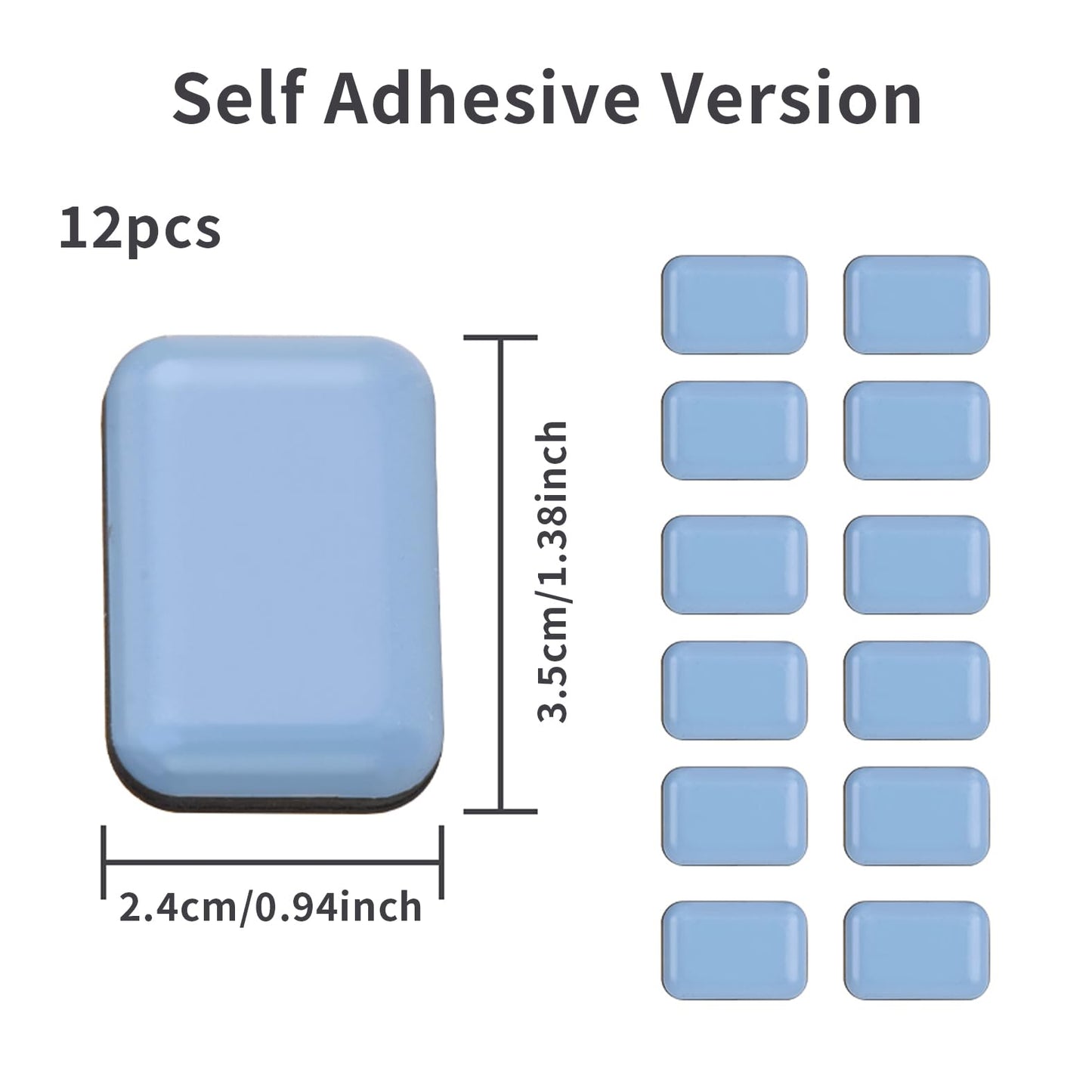 OYWOBET 12 Pcs 0.94×1.38Inch Rectangle Self-Stick Furniture Sliders, Small Furniture Chair Sliders for Wood Floors, Ceramic, Carpet Gliders (Square 24 * 35mm)
