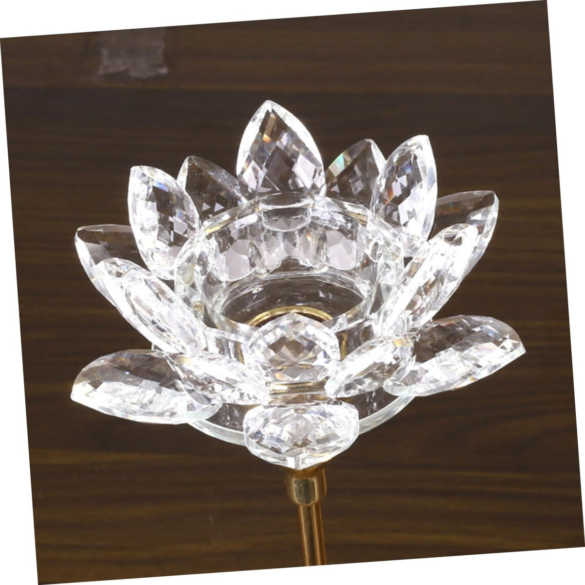Mobestech Crystal Lotus Candle Holder Metal Candlestick Small Golden Wedding Decoration Romantic Dining Room Candle Stand