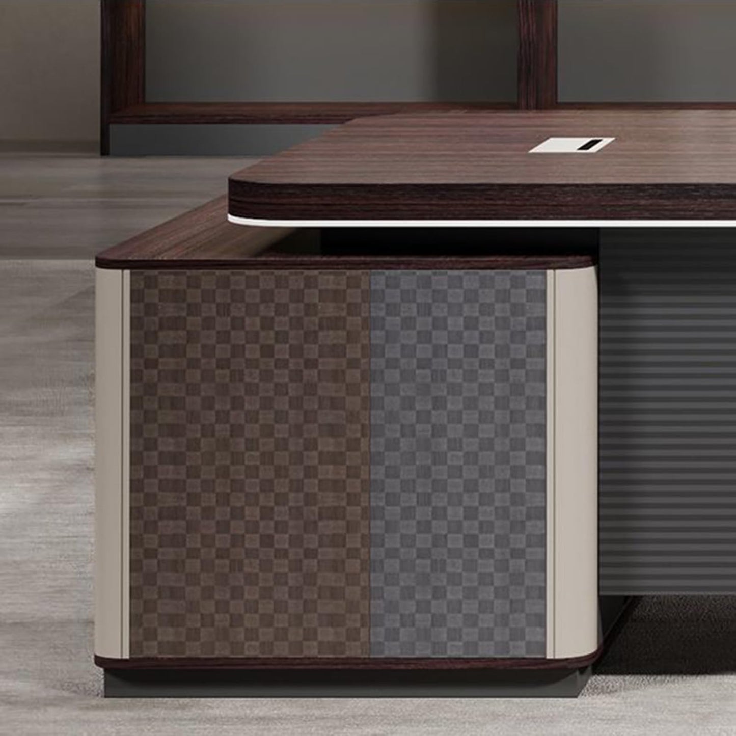 LSIGHTUS L Shaped Office Desk with Storage Cabinet, Luxury Wood Computer Desk with File Drawers and Cable Management, Gaming Table Business Furniture Set Workstation for CEO Boss Manager
