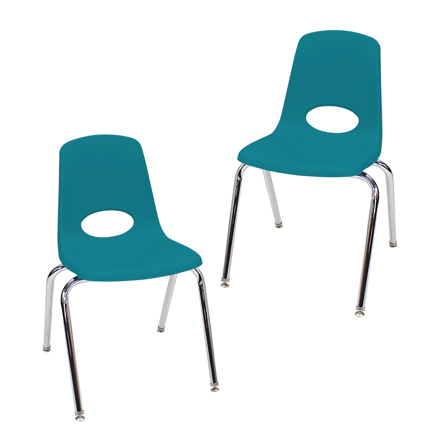 FDP 18" School Stack Chair, Stacking Student Seat with Chromed Steel Legs and Swivel Glides for Classroom, Homeschool or Office - Teal (2-Pack), 13050-TL