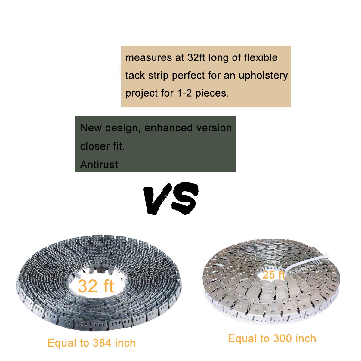 32ft Upholstery Metal Flexible Tack Strip for Furniture, Chairs, Sofas – Curve-Ease Grip for Easy Installation