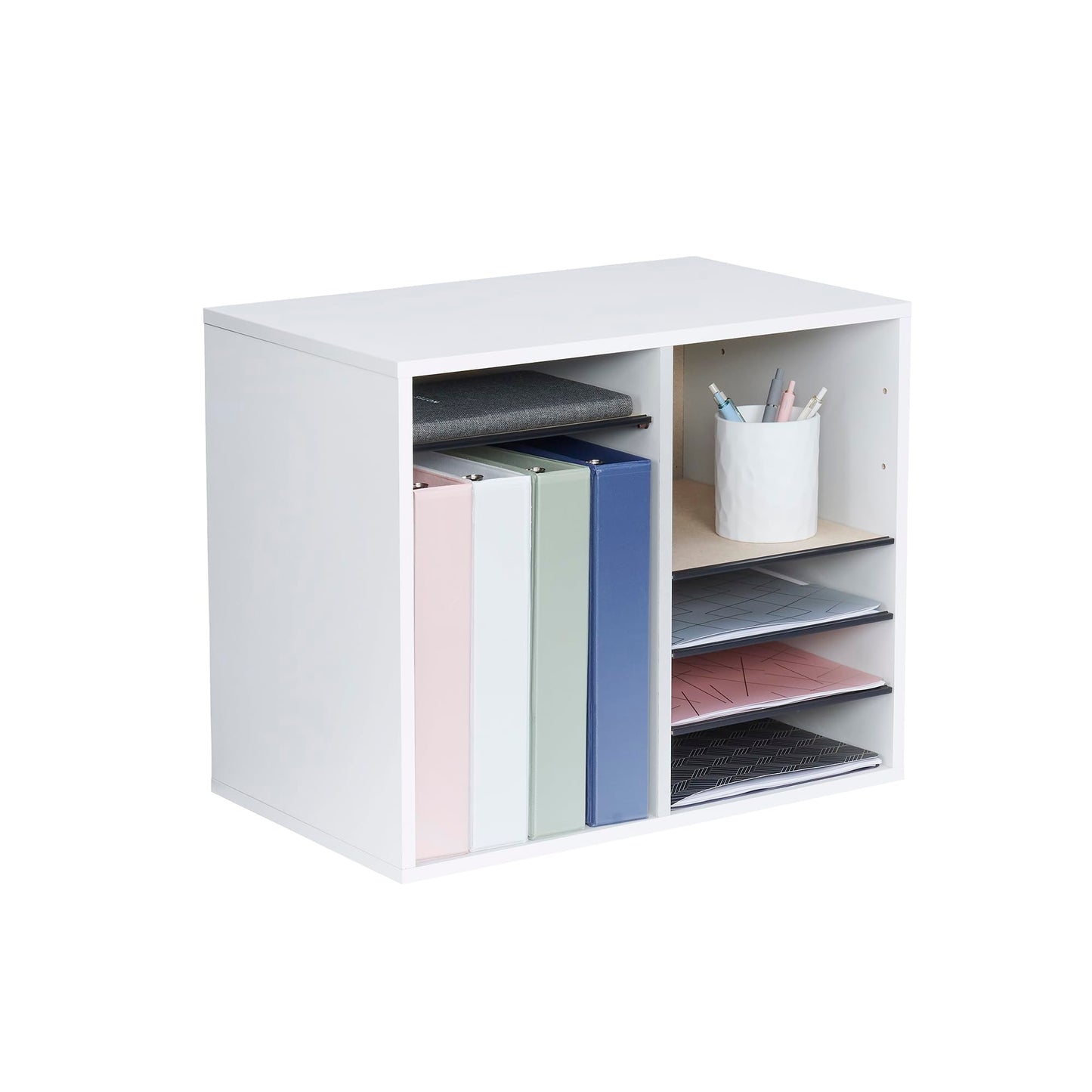 Safco Wooden Paper and Mail Organizer for Home Office and Classroom, Adjustable Shelves and Stackable