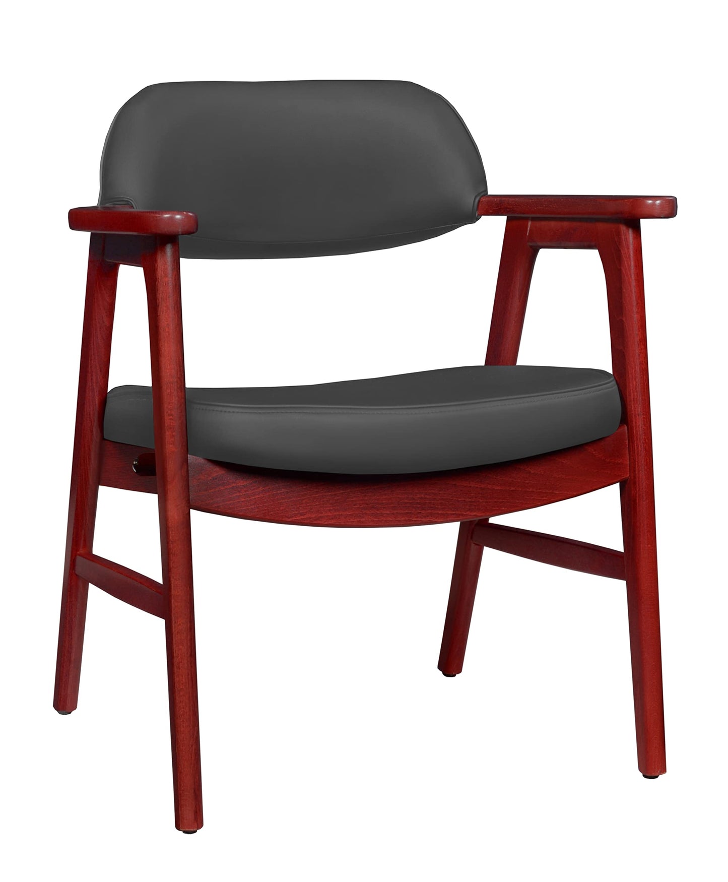 Regency 476 Mid-Century Modern Accent Chair – Mahogany Beech Wood Frame & Grey Vinyl Upholstery, Stylish Retro Lounge Chair for Living Rooms, Offices, Waiting Areas & Reception Spaces
