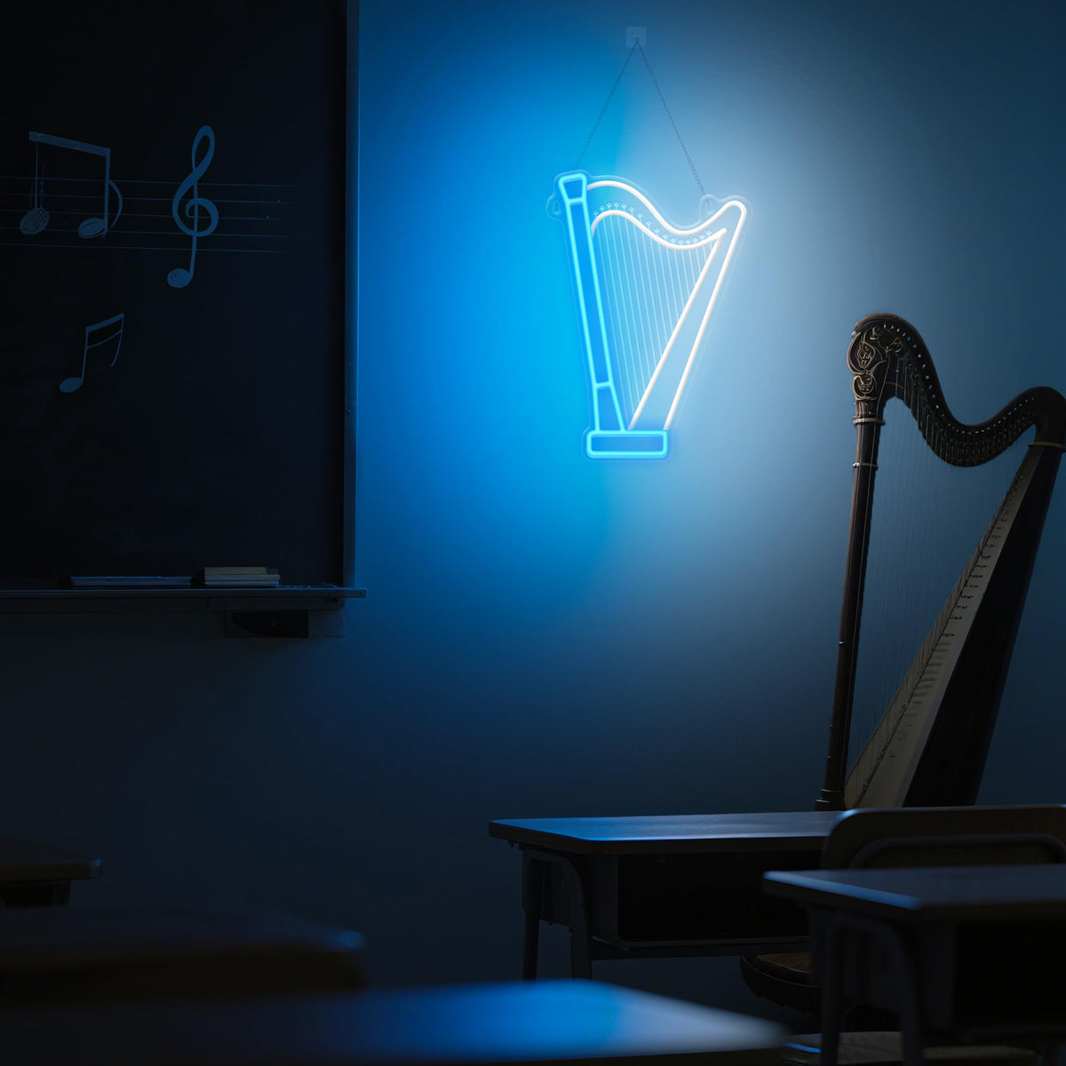 CoolGift Mart Harp Neon Sign, Dimmable LED Harp Room Decor Light With USB Powered, Decorations for Bedroom Living Room Club Music Studio, Gifts for Harp Enthusiasts Music Lovers