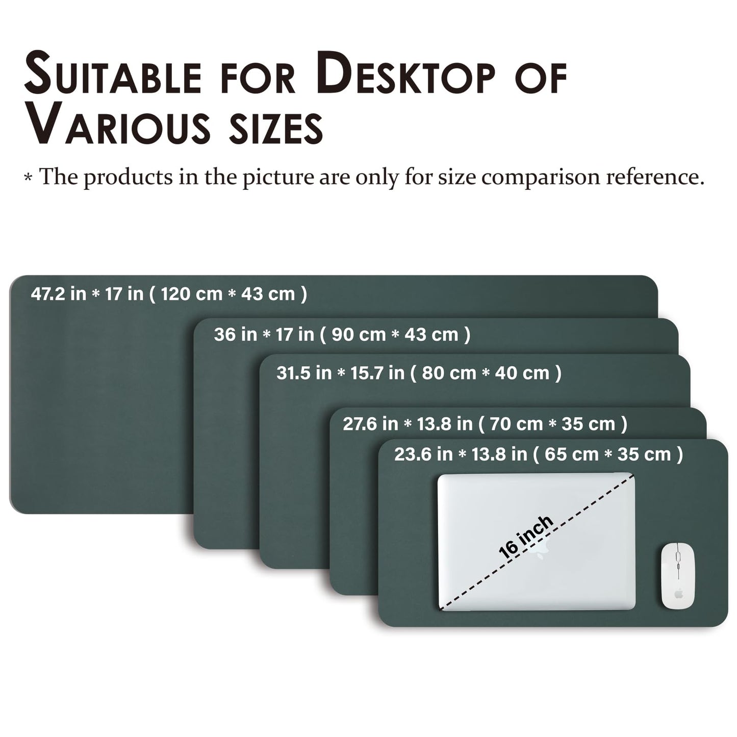 Leather Desk Mat - Non-Slip PU Desk Pad for Office and Home - Desk Organization and Accessories - Ideal for Large Mouse Pad and Desk Mats on Top of Desks (Dark Green,31.5"x 15.7")