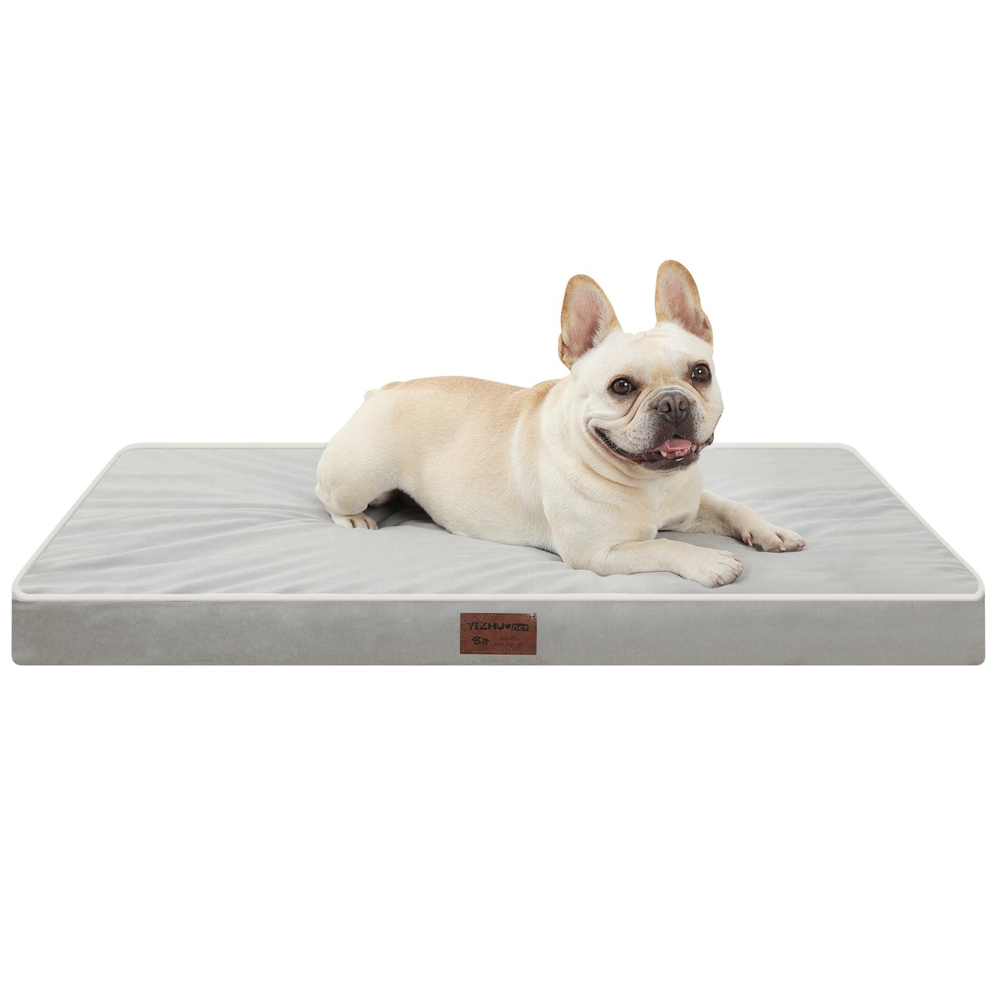 YIZHUOPET Orthopedic Dog Bed,Small M Sized Dog 30''X20''x3'' Soft Waterproof Egg Foam Pet Crate Beds Mat or Kennel Pads with Removable Washable Cover,Non-Slip Bottom,Light Grey