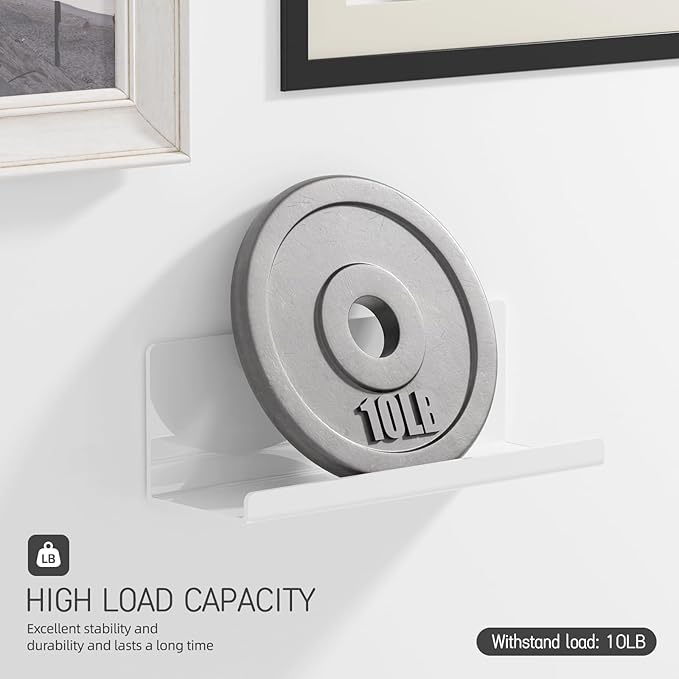 PAVSTINE Acrylic Wall Floating Shelves Set of 2, Wall Shelves White 12 Inch