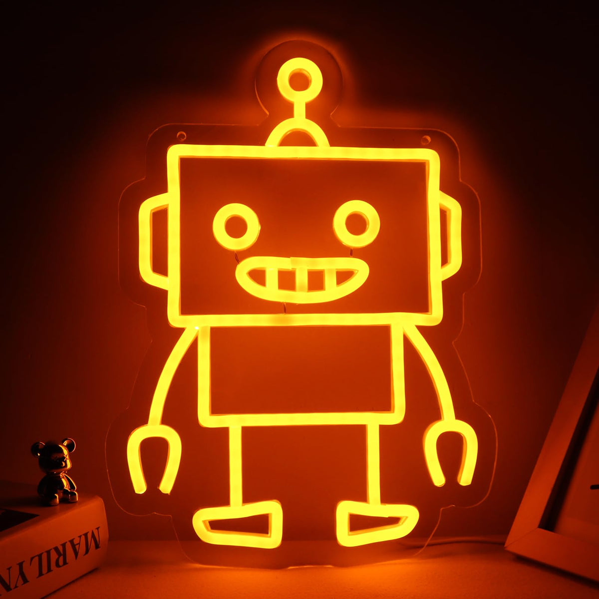 TOPQUALI Robot Neon Signs Robot LED Neon Light Decor for Game Room, Baby Living Room,Kids Room,Party,Birthday,Christmas Signs for Boys,Kids Gift13.8 * 10.1 Inch