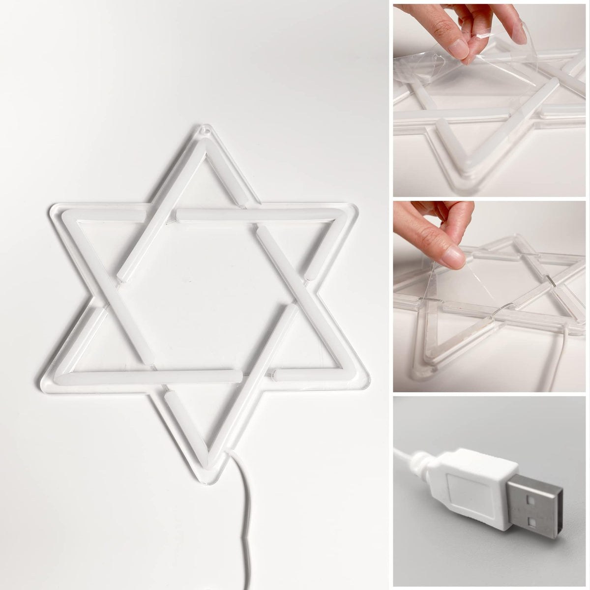 Attivolife Star of David Neon Sign, Hanukkah Decoration Jewish Star Blue Neon Light, LED Wall Decor for Home Office, Housewarming Birthday Gifts for Jews Judaism Women