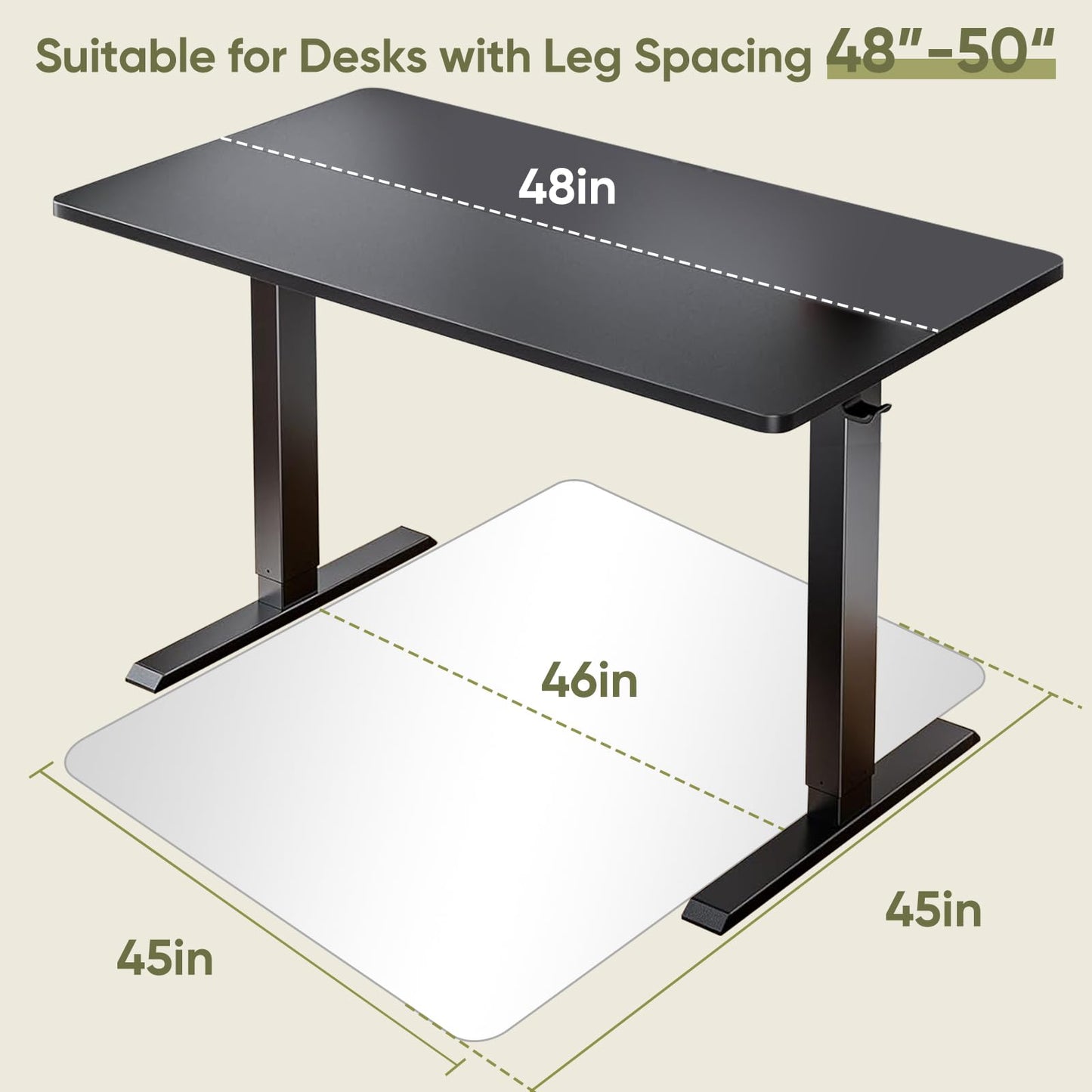 Furnbar Office Chair Mat for Carpet & Hardwood, Upgraded 45" x 45" Tempered Glass Chair Mat for Office Home, with 4 Anti-Slip Pads