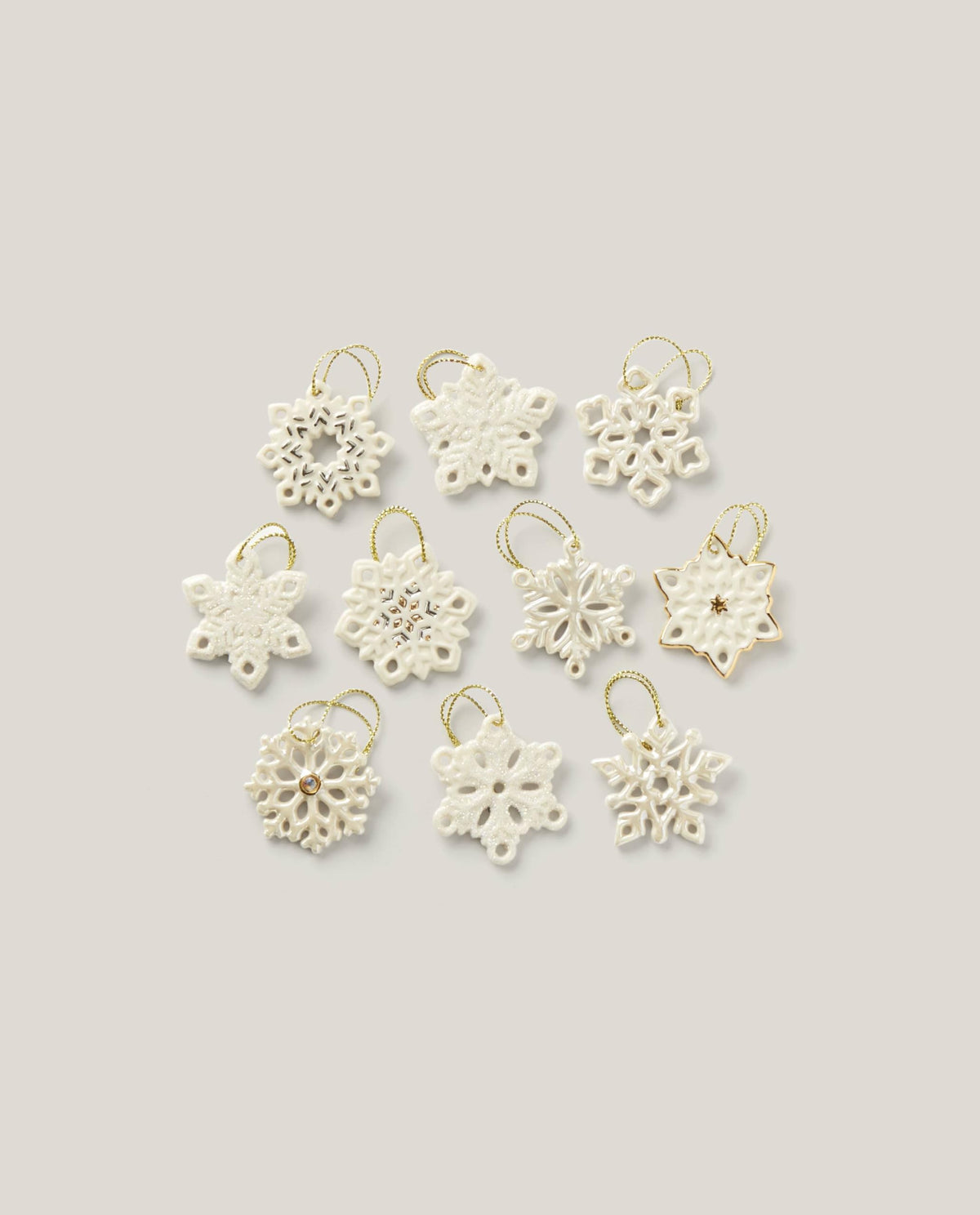 Lenox 890425 Snowflake 10-Piece Ornament Set, Christmas