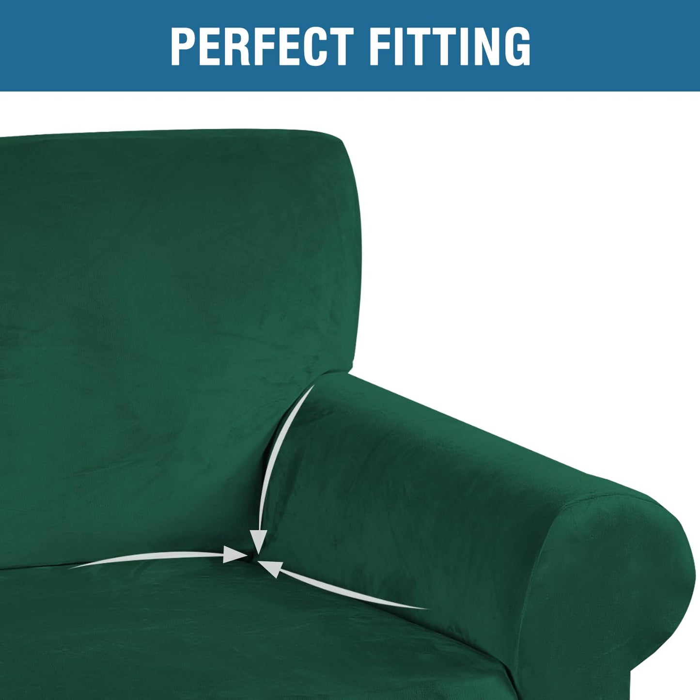 H.VERSAILTEX Stretch Velvet Loveseat Covers for 2 Cushion Couch Covers for Living Room Sofa Covers Slipcovers with Non Slip Straps Bottom, Ultra Thick Comfy Velour (Width 58"-72", Christmas Green)
