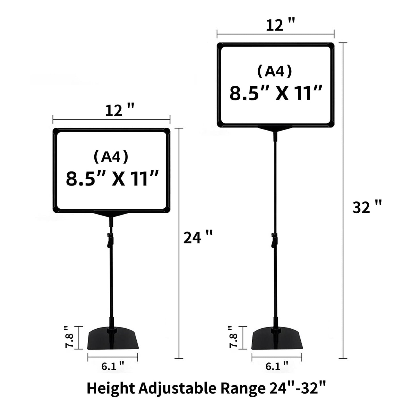 Sign Holder Stand,Sign Stand for Display,Adjustable Sign Holders For Table Top，Table Sign Holders 8.5 x 11,8 Packs,Black