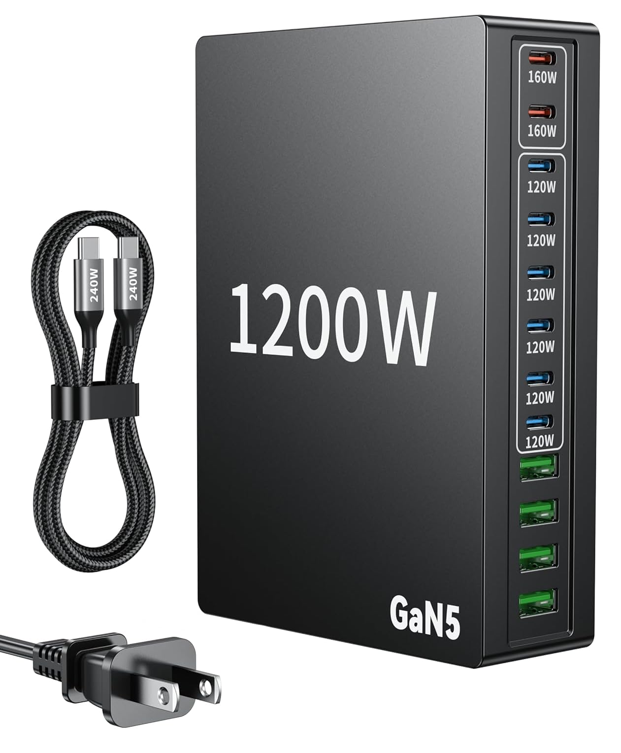 1200W USB C Charger Block.Fast MacBook Pro Charger Charging Station 12 Port 140W PD PPS AVS HUB for All iPhone 17 Pro Max/17 Air/16 SE/Samsung Galaxy 25/ MacBook Pro/Air/iPad Pro/240W Cable