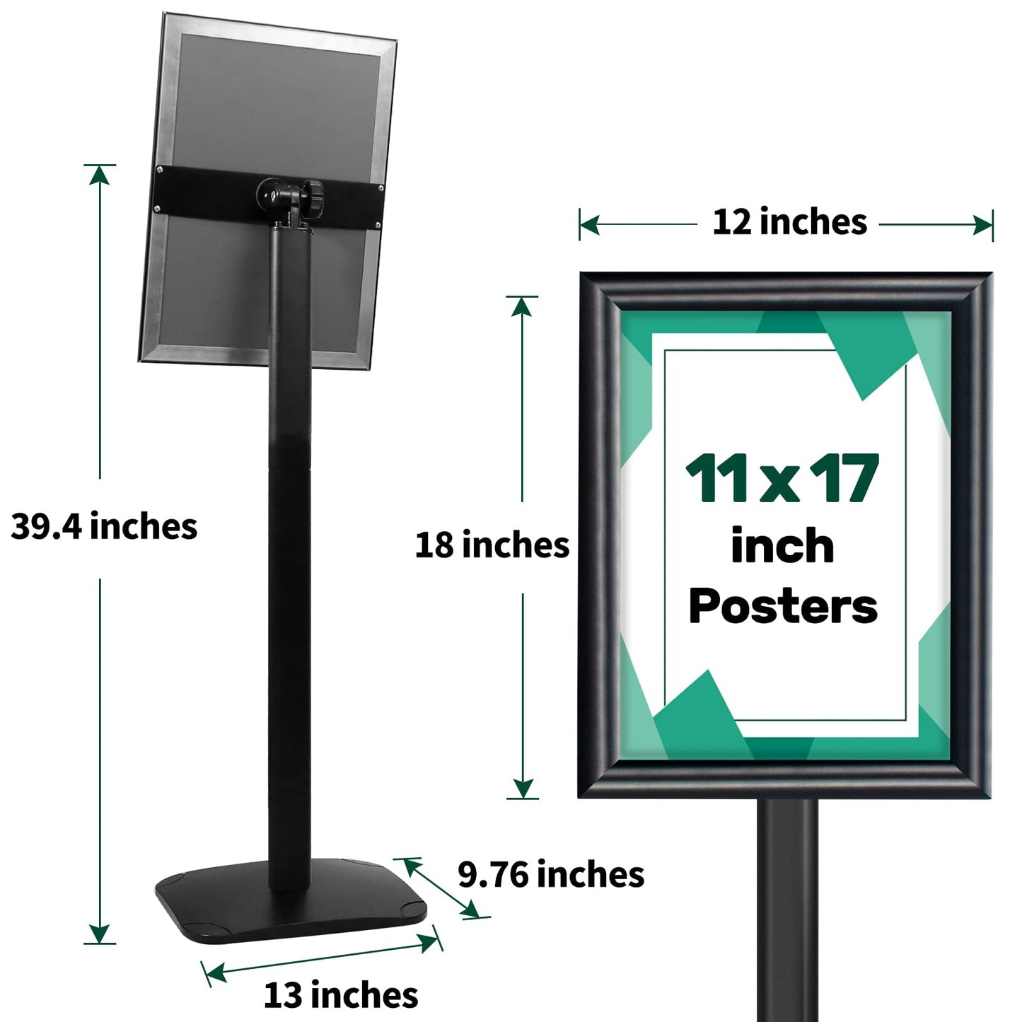 Mutualsign 3Pcs Heavy Duty Pedestal Sign Holder for Display, 11 x 17 inches Adjustable Floor Standing Sign Holder with Weighted Base , Sign Stand for Indoor/Outdoor Advertising，Black