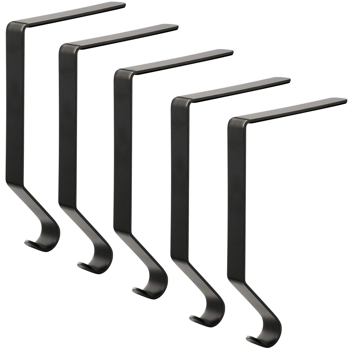 Sunshane Christmas Stocking Holders Metal Mantel Stocking Hanger Hooks Fireplace Hang Grips for Christmas Party Decorations (Black, 5)