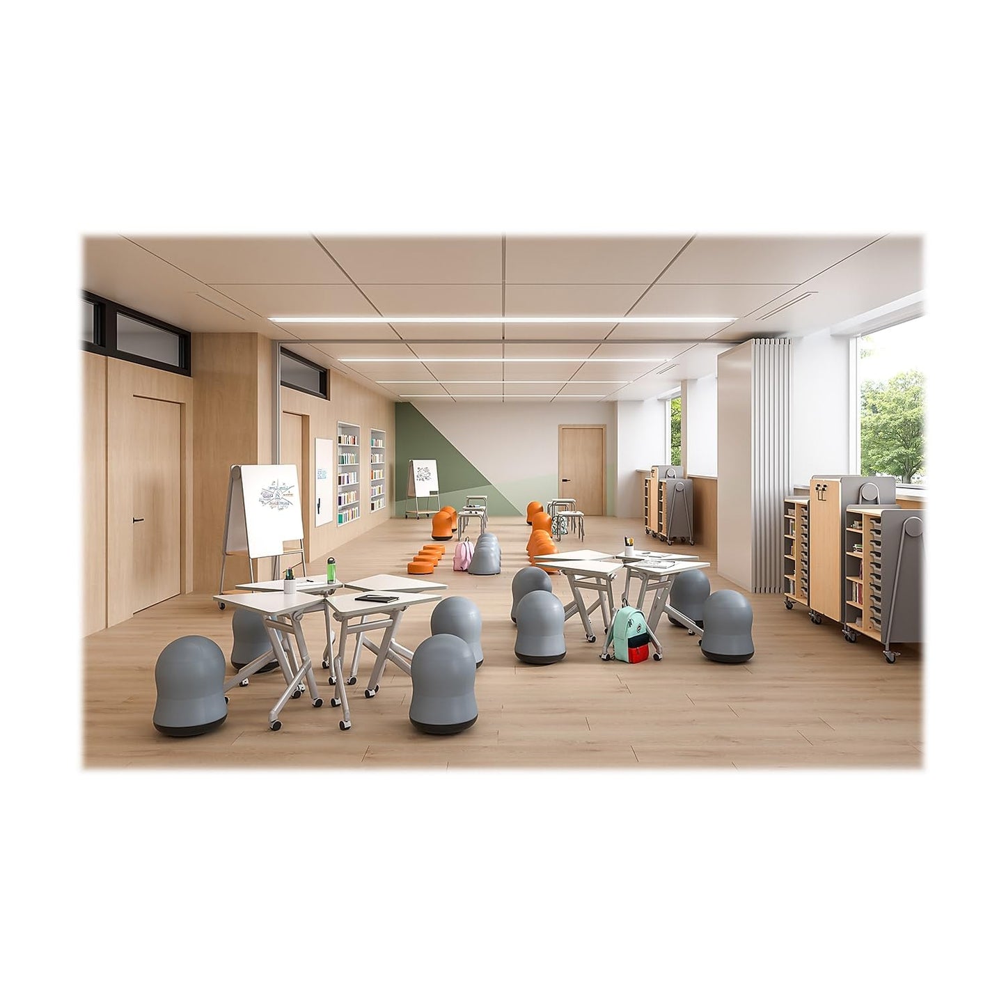 Safco Products Learn Nesting Trapezoid Desk, Small Corner Desk for Classrooms & Custom Classroom Layouts (Pebble Gray)