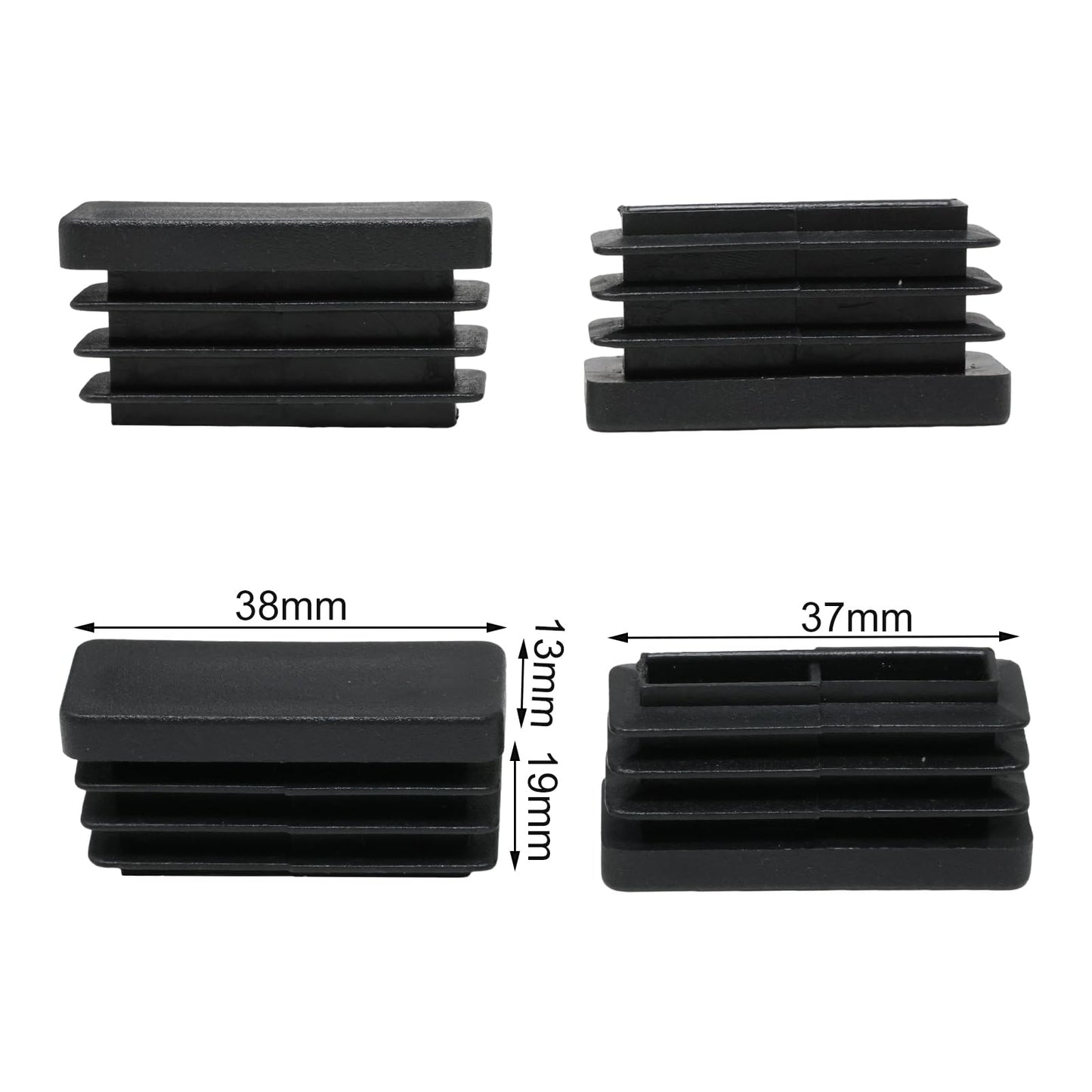 yueton 20PCS Black Rectangle Plug Furniture End Caps Plastic Rectangular Tube Plug for Furniture Foot Chair Legs