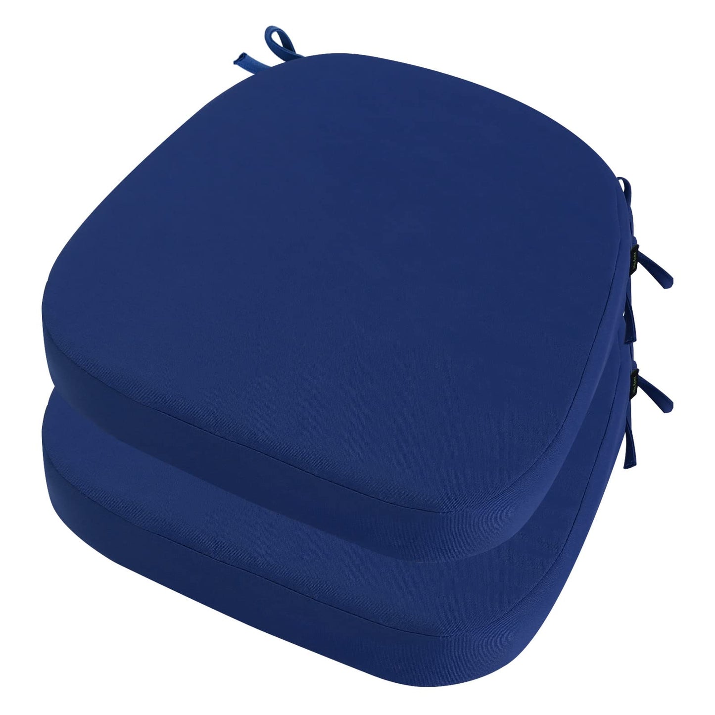 idee-home Outdoor Chair Cushions Set of 2, 17" x 17" Thick D-Shaped Patio Furniture Outdoor Seat Cushions Waterproof with Ties, Dining Pads