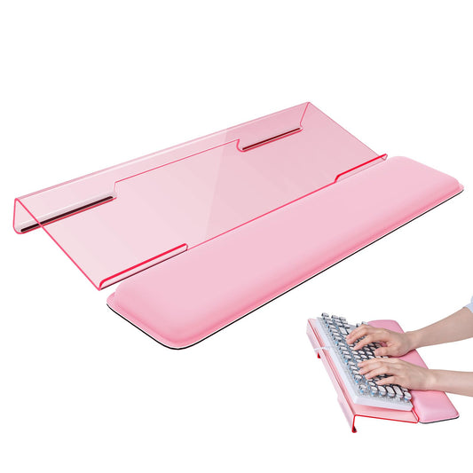 Laborio Computer Keyboard Wrist Rest Stand for Desktop, Keyboard Holder for Easy Typing with Wrist Pad for Office Desk, Home, School (Pink)