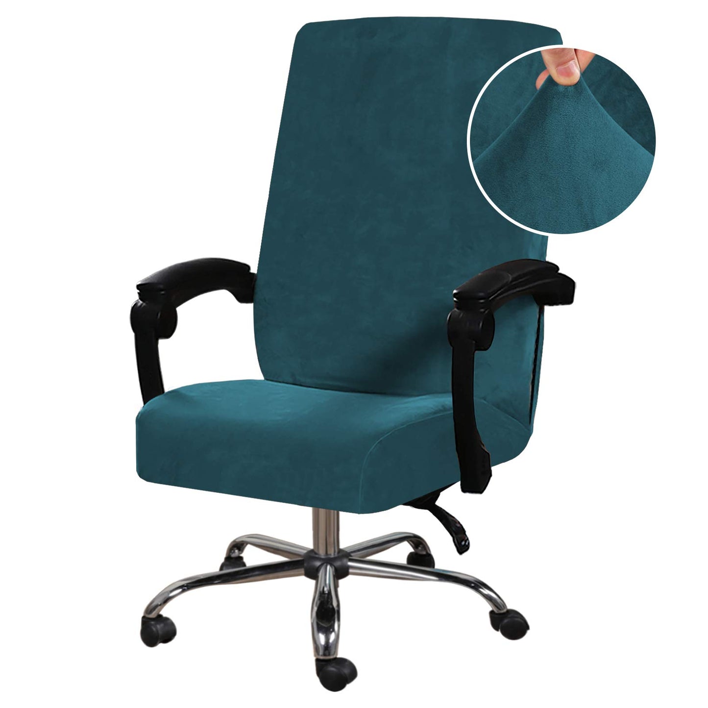 H.VERSAILTEX Velvet Home Office Chair Covers Stretchable Computer Desk Chair Covers Mid - High Back Universal Executive Boss Gaming Chair Covers Removable Machine Washable, Dark Teal