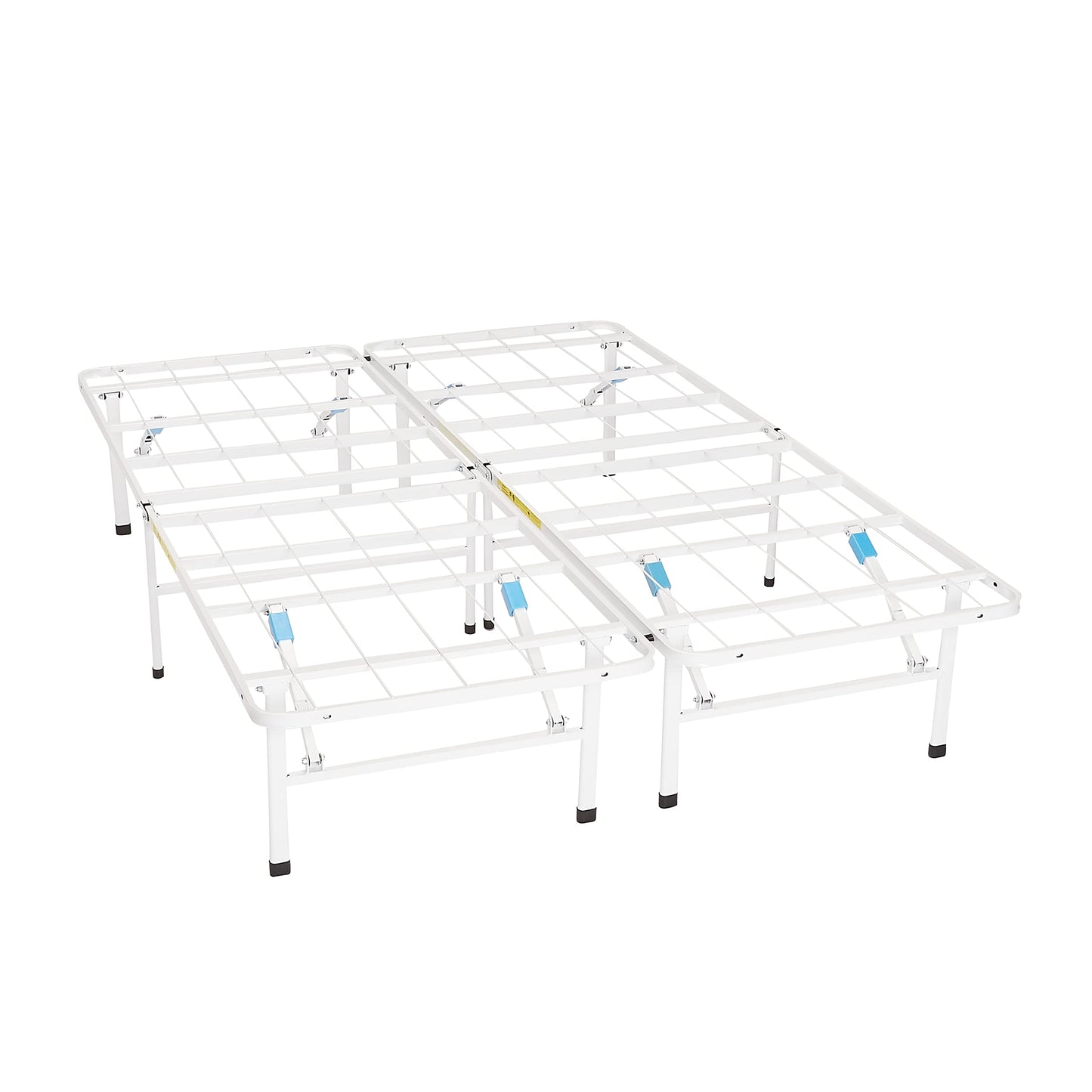 Amazon Basics Platform Bed Frame Full, Foldable Metal, Tool-Free Setup, 14 Inches High, White