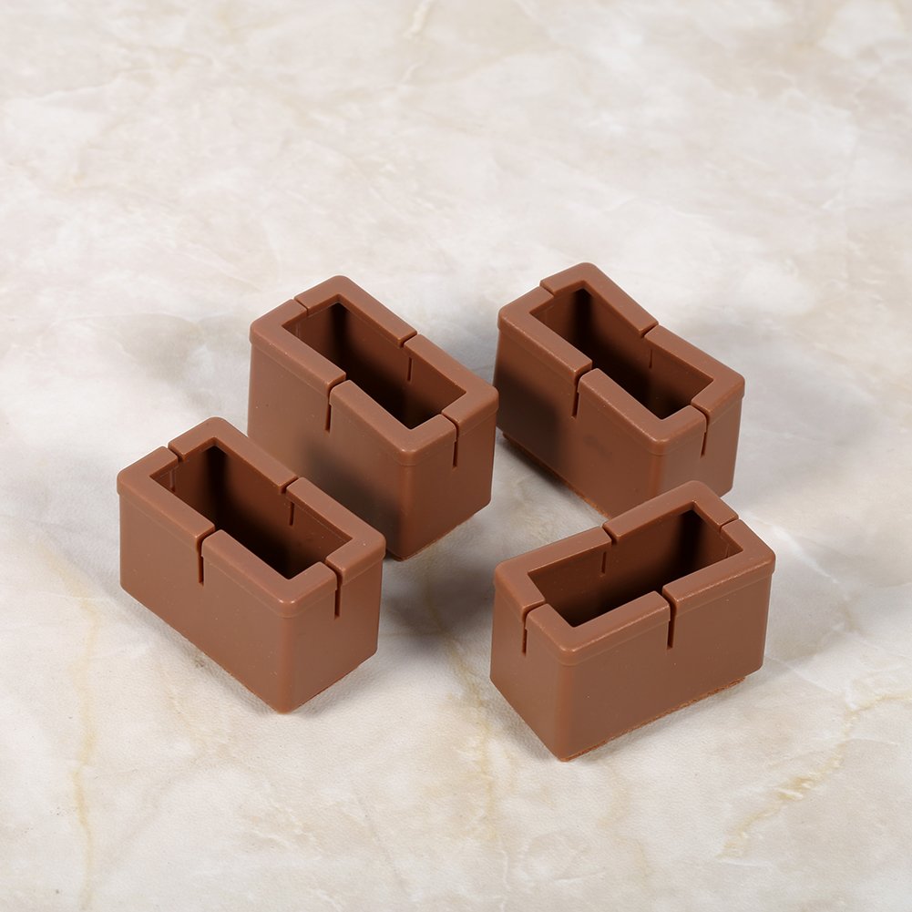 8pcs Chair Leg, Silicone Rectangle Furniture Table Feet Covers Legs Protector with Rubber Sole(Coffee)