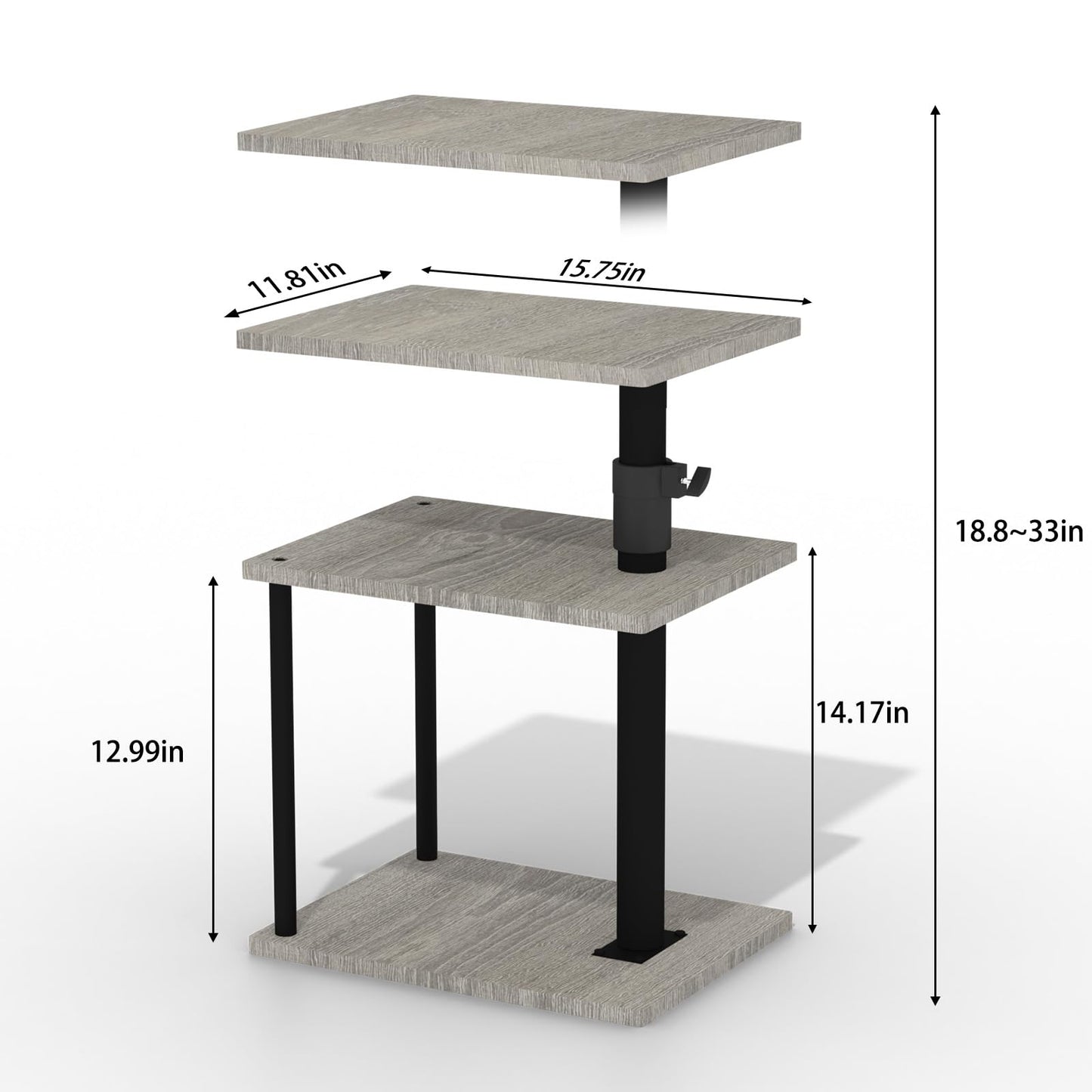 Faesun Swivel Side Table for Couch Arm, Height Adjustable C Table for Recliner or Bed, Tv Trays with Storage Shelf for Small Spaces- Small Nightstand Table for Living Room, Bedroom