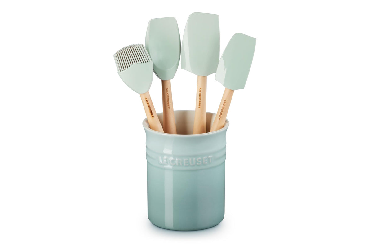 Le Creuset Silicone Craft Series Utensil Set with Stoneware Crock, 5 pc., Sea Salt