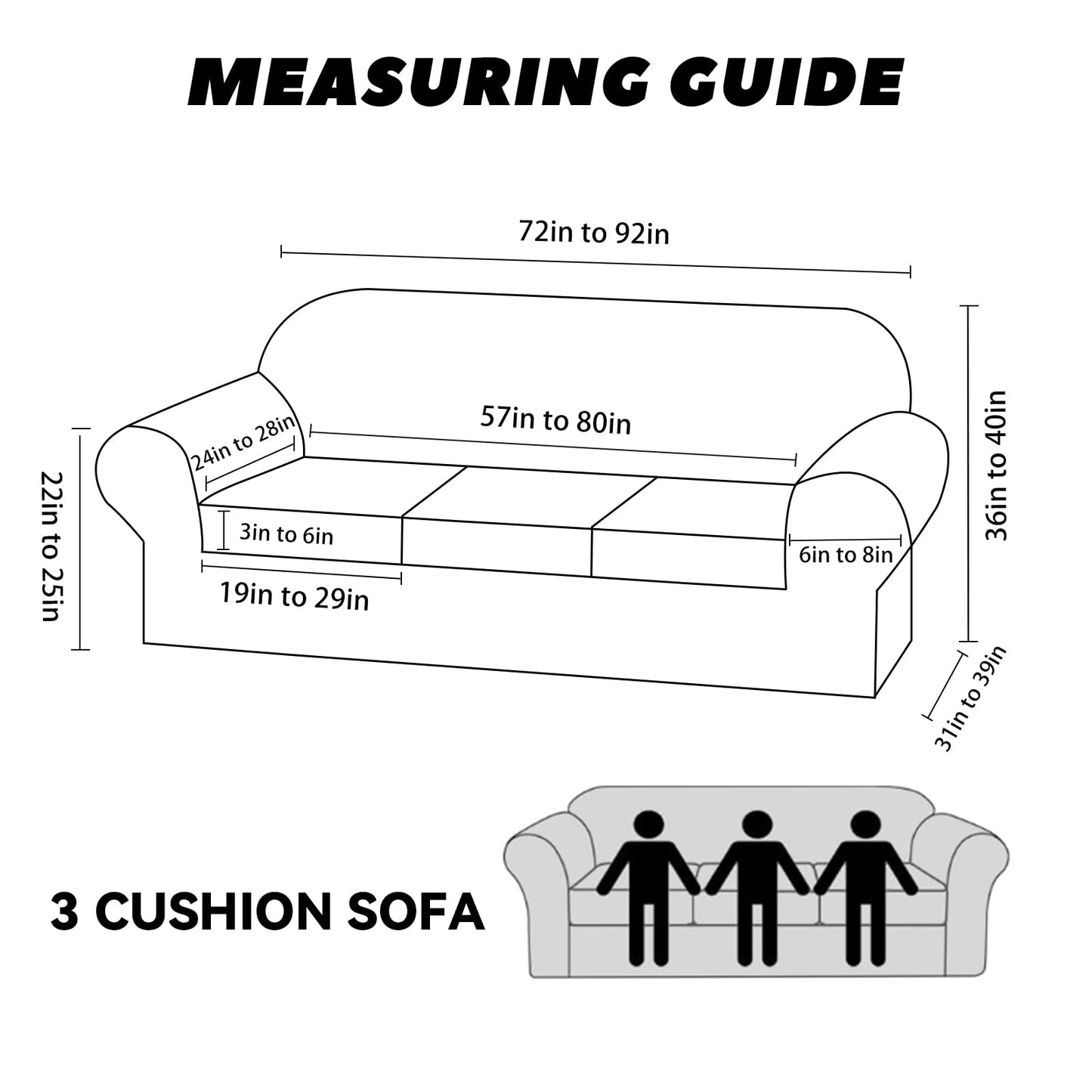Pfrstuv Sofa Slipcover with Armrest Pockets 4-Piece Set, Stretch Faux Leather Couch Cover for 3-Cushion Couches(Fits 72-92") - Non-Slip, Machine Washable, Pet & Kid Friendly - Beige