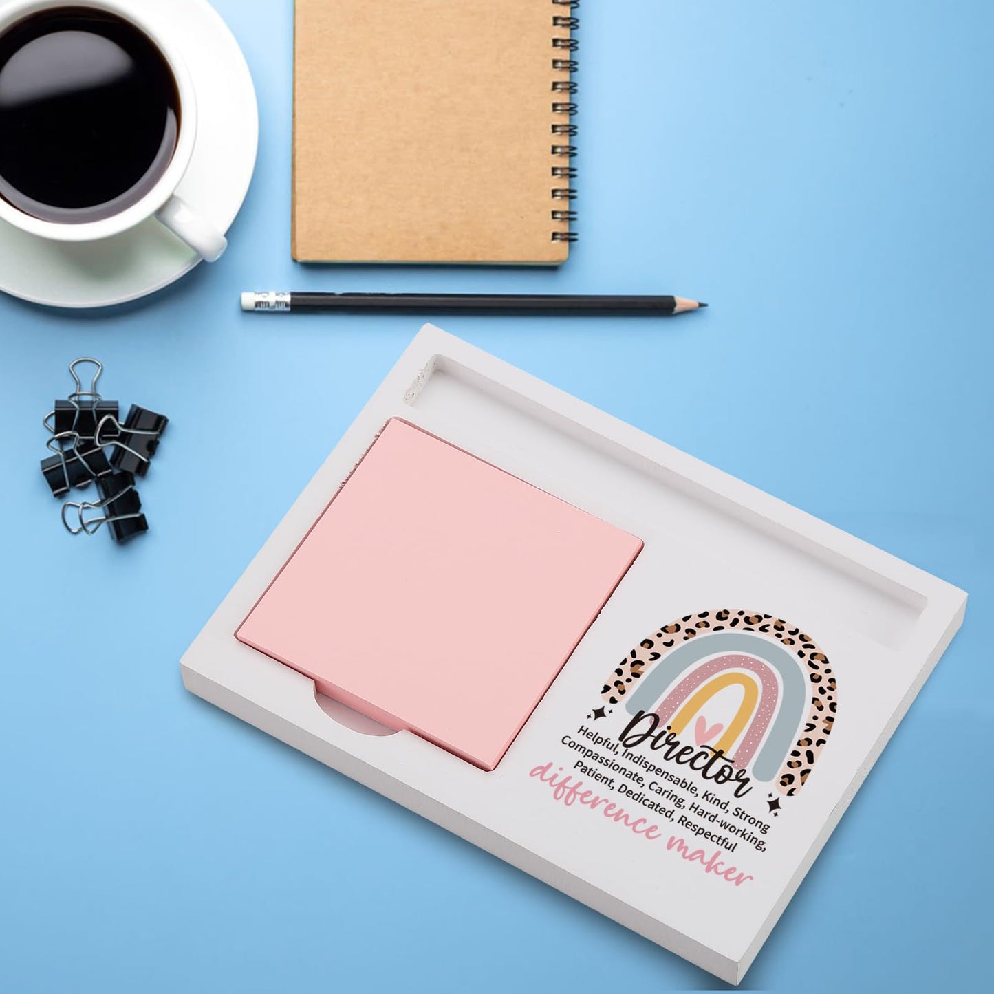 Director Sticky Note Holder for Desk, Appreciation Thank You Gift from Team Coworker Employee, Rainbow Desktop Decor for Office Manager, End of Year Gift for Women Men TZP157