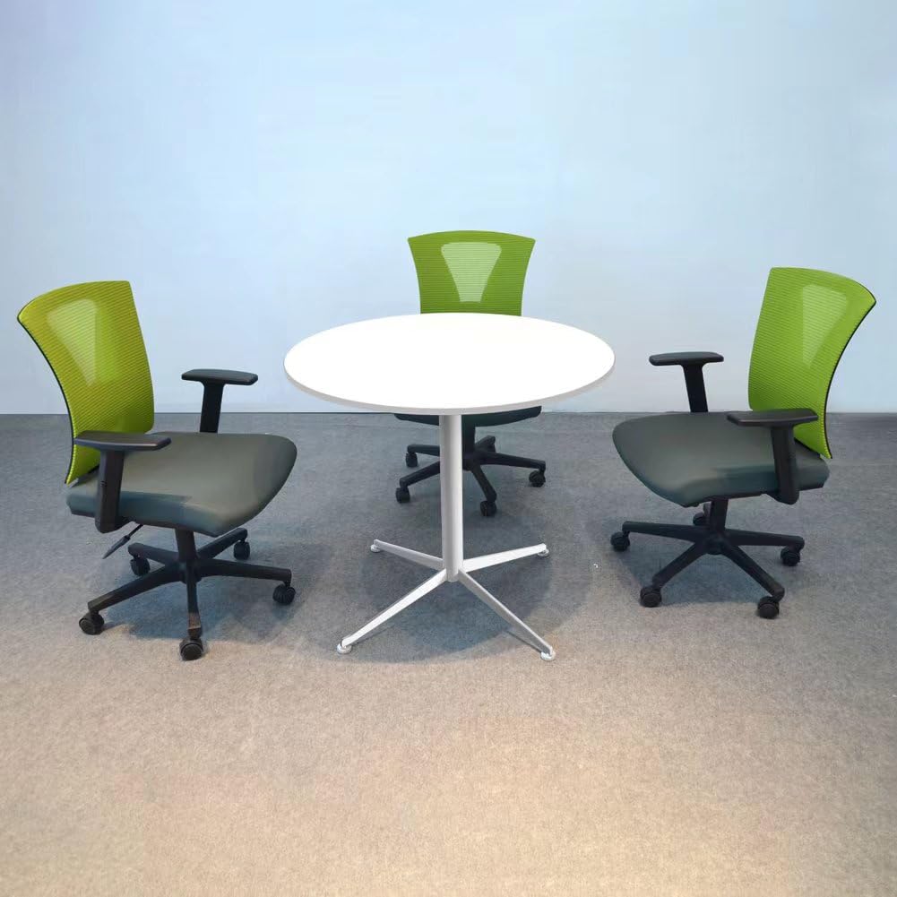 SENGLIDA White Dining Table Round Small Office Table Conference Table Coffee Meeting Table for Office Boardroom Kitchen Living Room Waterproof Desktop Easy Assembly 31.5 inch