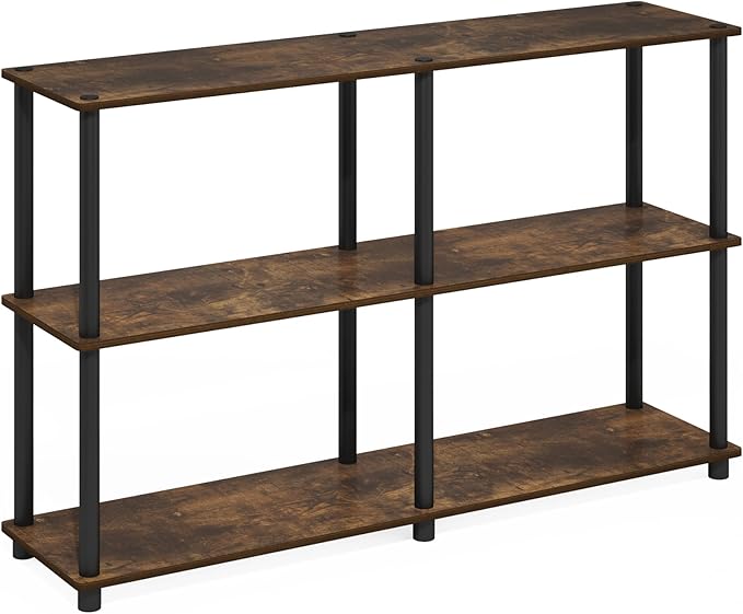 Furinno Turn-N-Tube Storage Shelves, 3-Tier 47.4 Wide Book Shelf, Corner Shelf