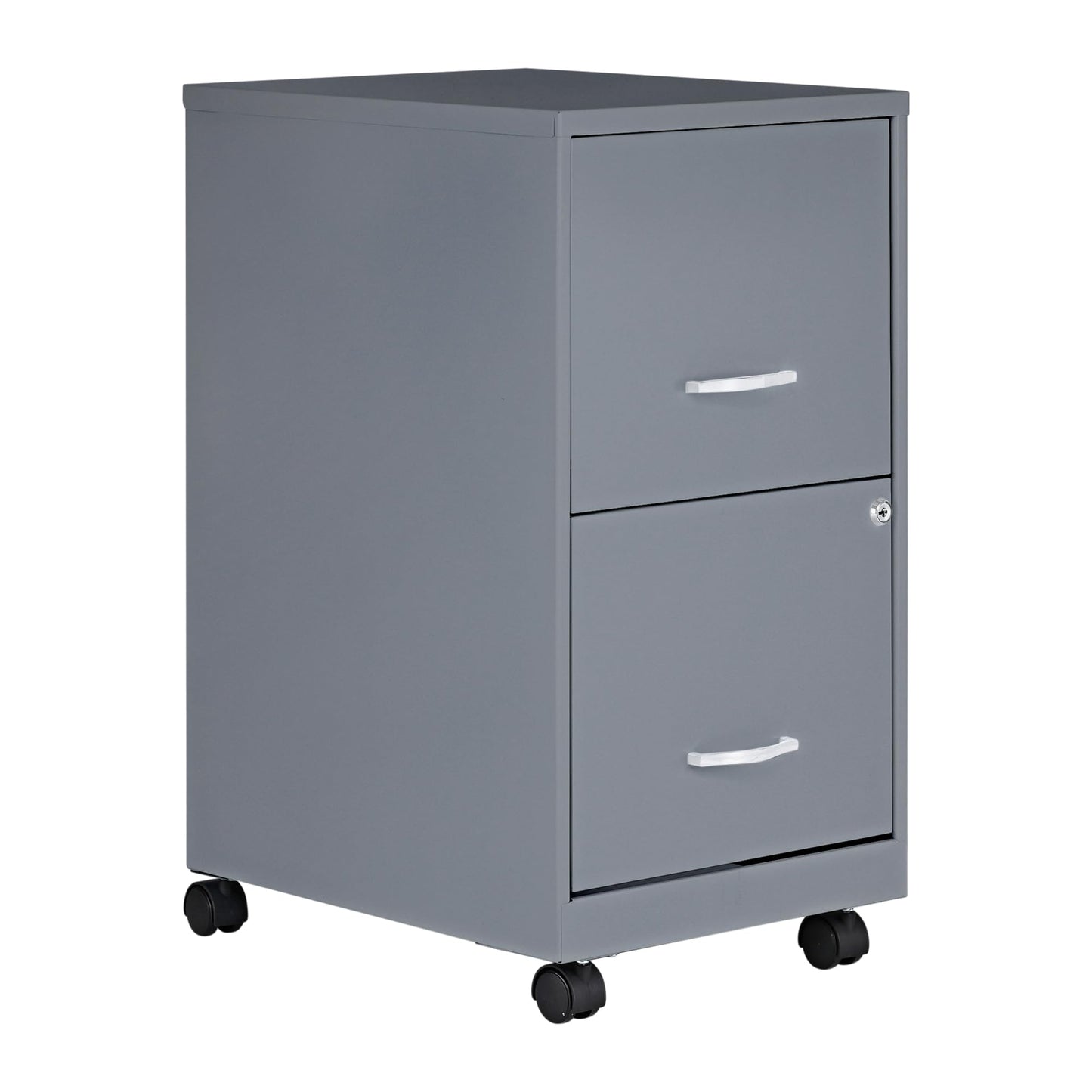 Lorell LYS Chrome Pull F/F Mobile File Cabinet, Silver