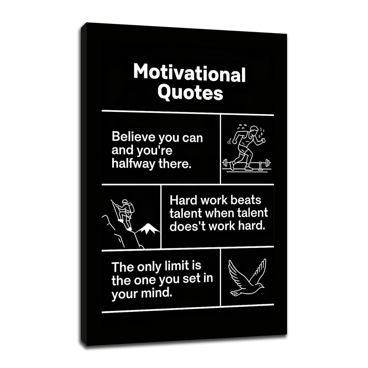 Motivational Wall Art Believe Hard Work Limit Entrepreneur Quotes Framed Canvas Small Inspirational Posters for Office Cubicle Decor Positive Affirmations Picture for Student Dorm 18x12 Inch