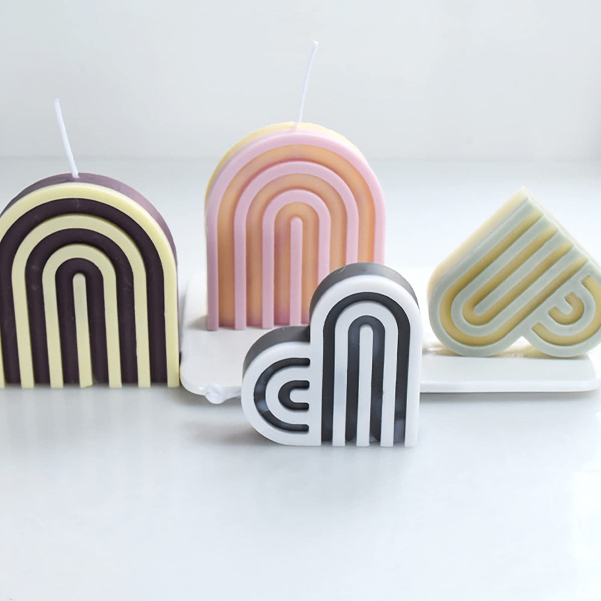 2 Pack Heart Shape Candle Molds - Table Decoration, Resin & Soap Mold, 3D Silicone Mold for Handmade Candles