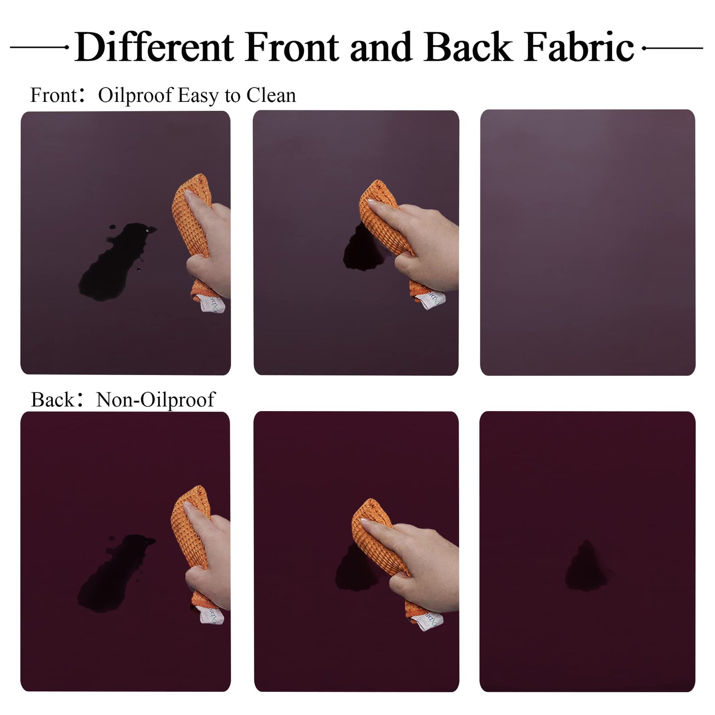 Obstal Fitted Round Table Cloth, Reversible Waterproof Stain Resistant Elastic Stretch Tablecloth, Wipe Clean Table Cover for Outdoor/Indoor Use, Fits Round Tables up to 40" - 44" Diameter, Burgundy