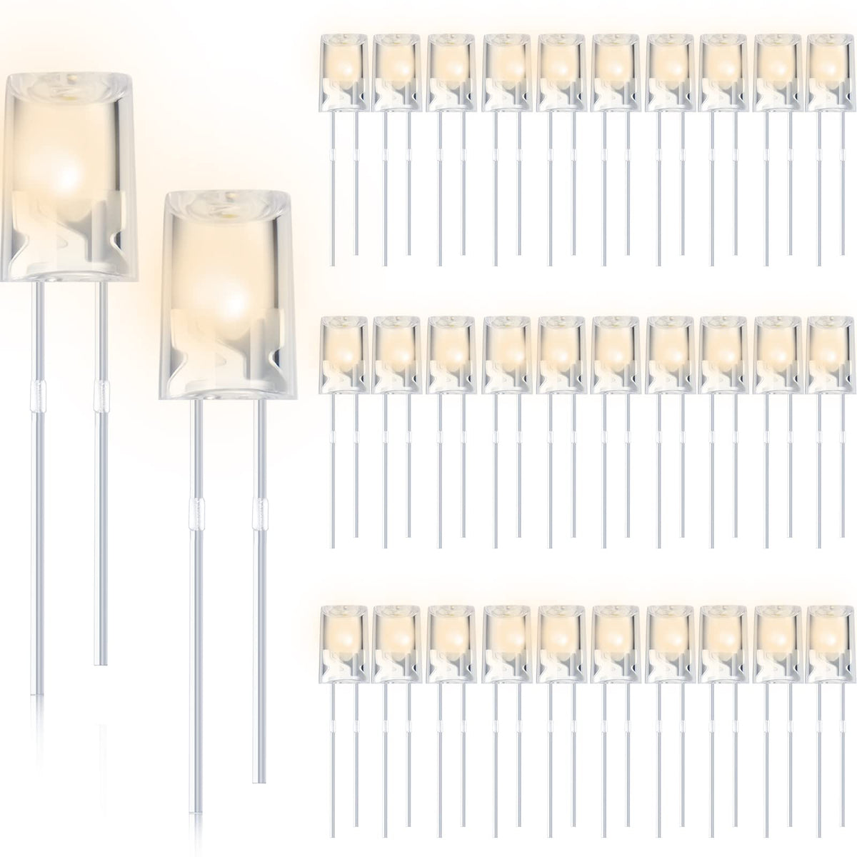 Mudder 120 Pcs Valentine LED 5mm String Light Replacement Bulb Energy Efficient Christmas LED Wire Light Set Connectable Home Decor Bulb for Holiday Festival Garden Christmas Wedding (Warm White)