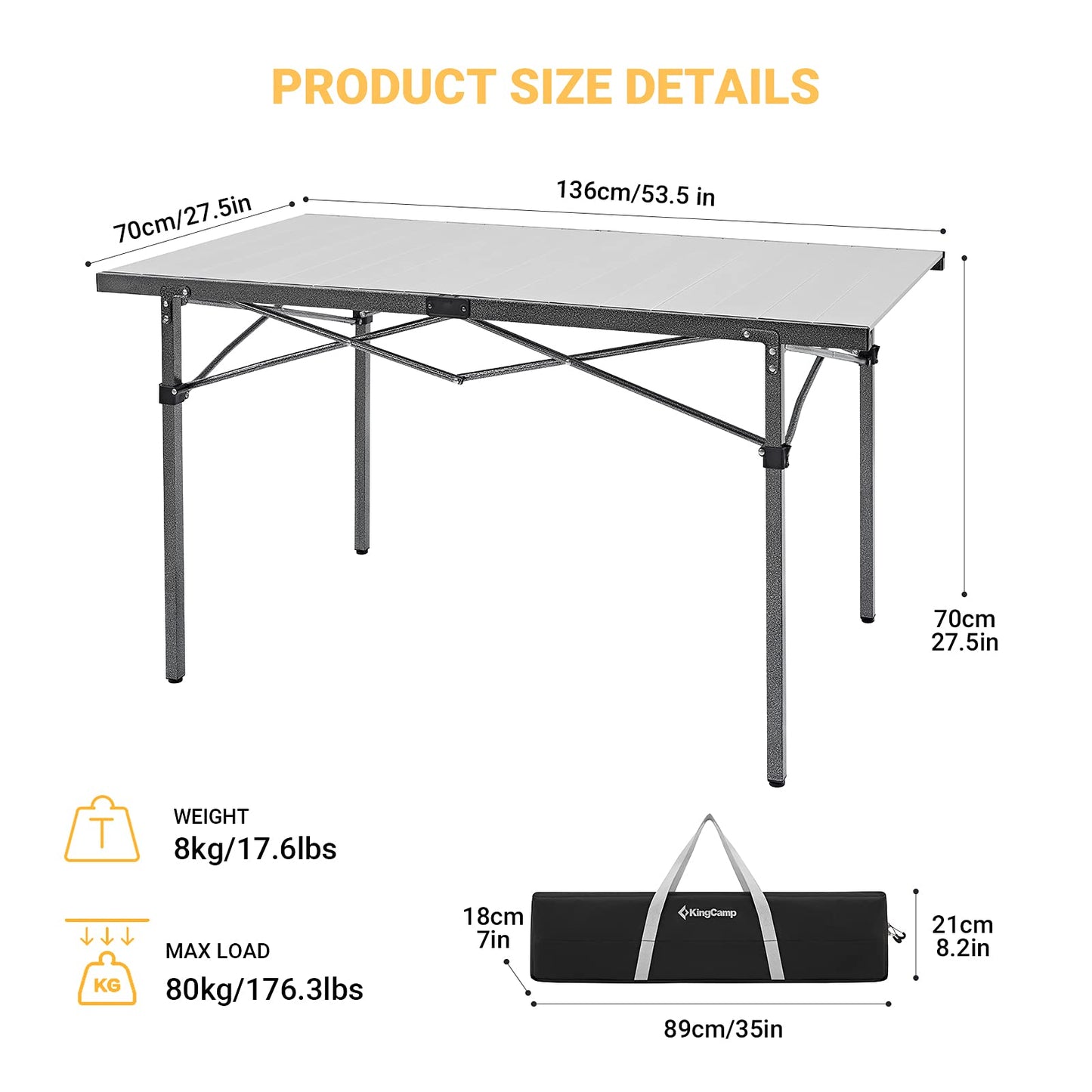 KingCamp Camping Kitchen Table with Windscreen, Camping Sink, Folding Side Table, Storage Organizer Portable Folding Camping Table Outdoor Kitchen Station for Camp BBQ Picnic Backyard