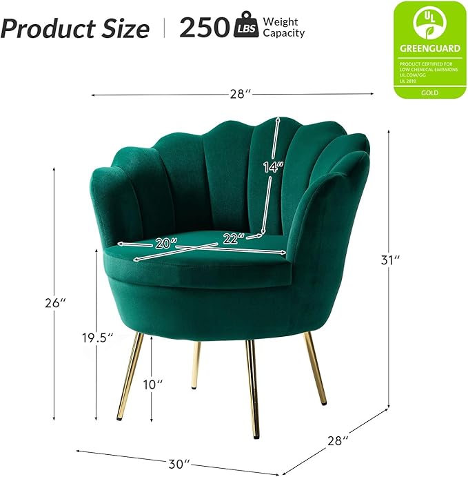 HULALA HOME Modern Velvet Accent Chair