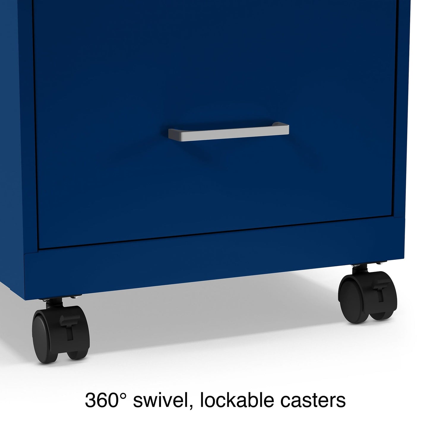 STAPLES 2-Drawer Vertical File Cabinet, Letter Size Documents, Lockable & Mobile, 18" D x 14" W x 26.3" H, Blue